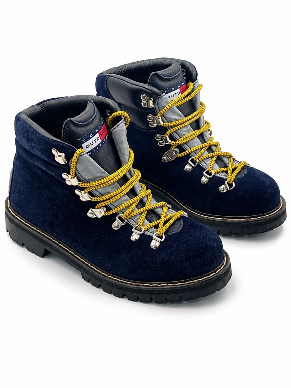 Tommy Hilfiger Outdoors Womens 8 Navy Suede Hiking Boots Trail Lug Sole NWOB 90s